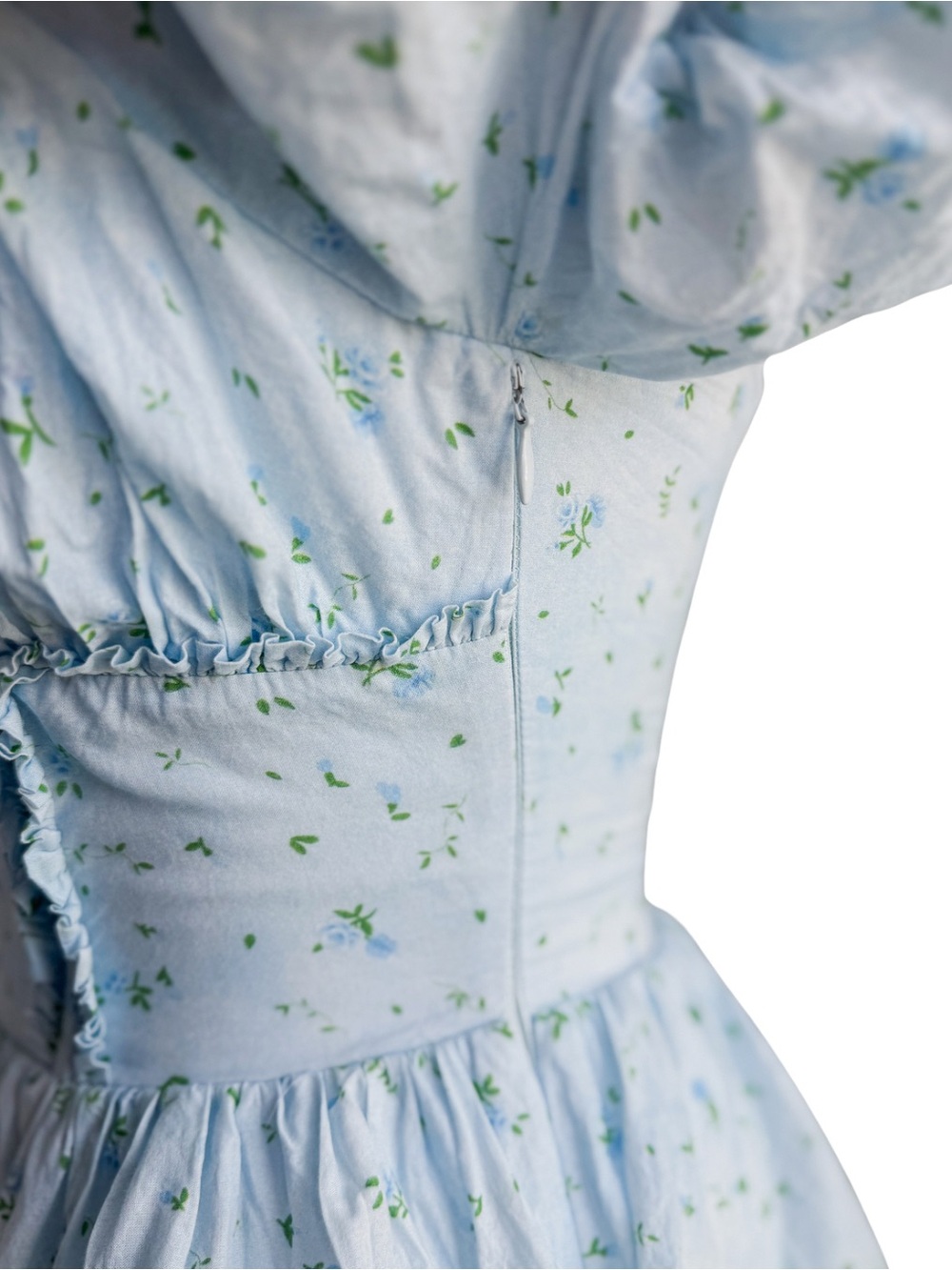 Amy Jane London Blue Floral Tiered Maxi Dress Puff Sleeve Cottagecore Small - Picture 7 of 12
